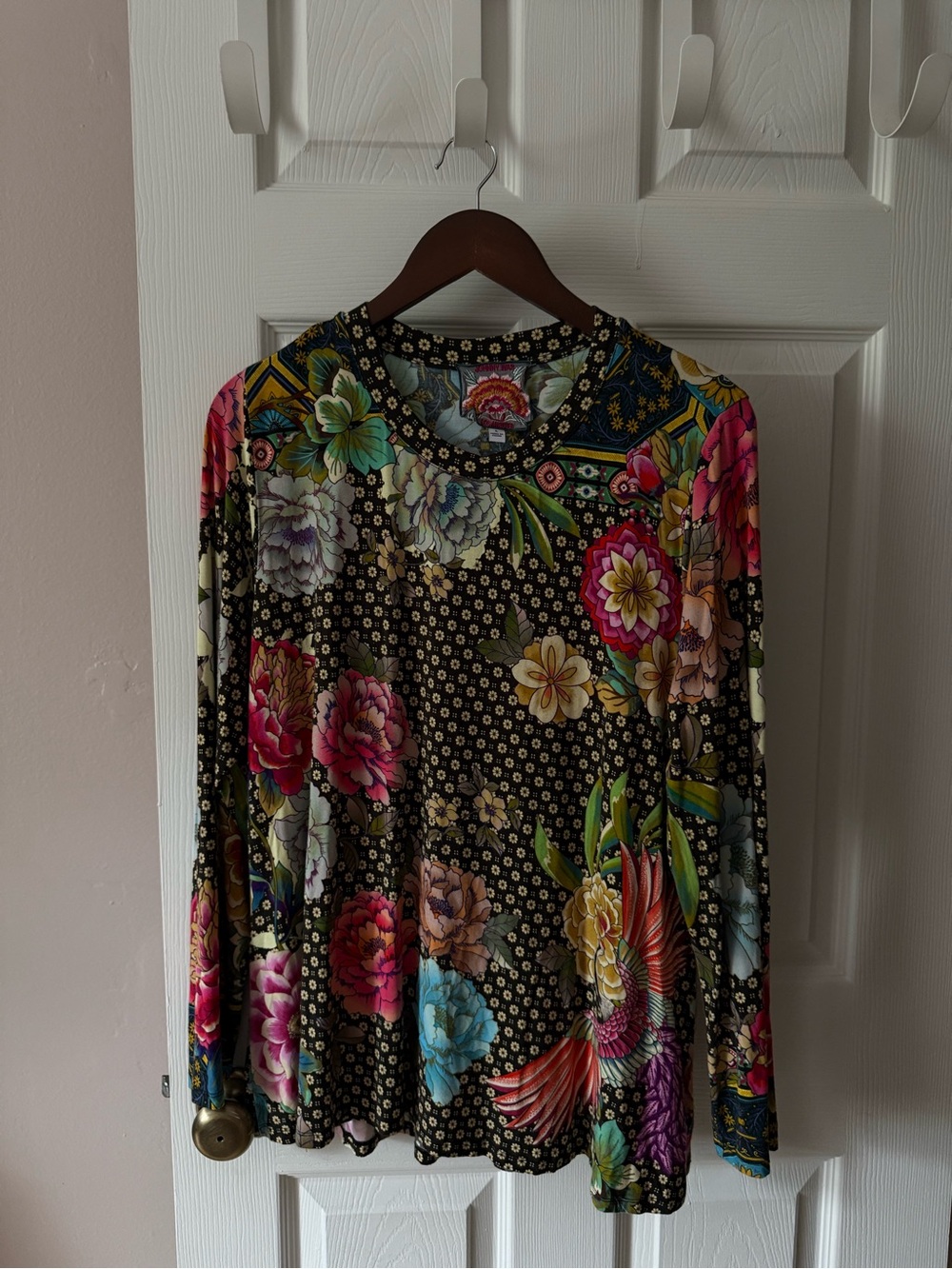 Johnny Was Floral Long Sleeve Top Blouse Women’s Large Round Neck